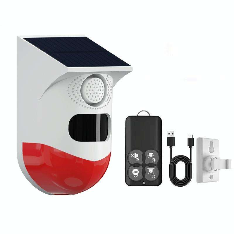 CT80R USB Upgrade Model Infrared Motion Detector Solar Outdoor PIR Wireless Strobe Siren Detector...