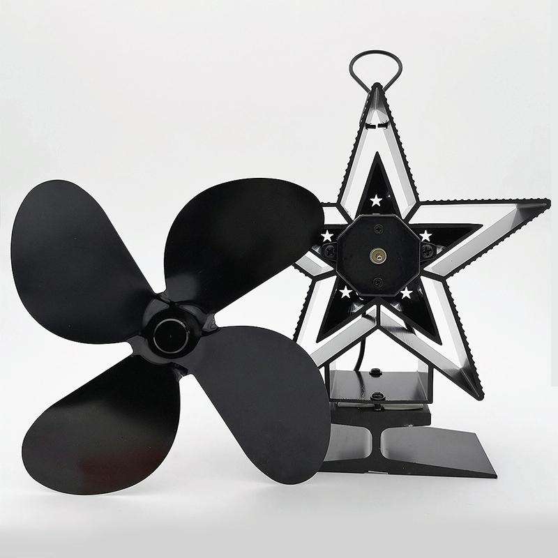 4-Blade Aluminum Heat Powered Fireplace Stove Fan (Blue)