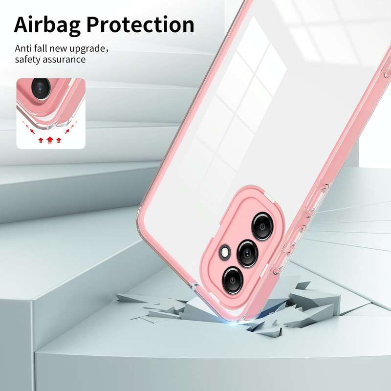 For Samsung Galaxy A34 5G 3 in 1 Clear TPU Color PC Frame Phone Case(Pink)
