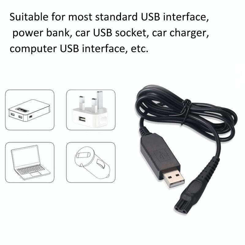 2pcs HQ8505 15V Shaver USB Charger Power Cord For PHILIPS HQ7120 HQ8830 PT730 AT757 RQ1060