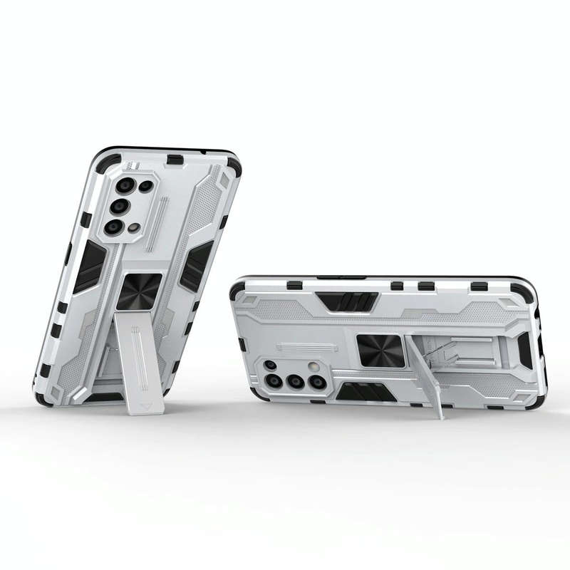 For OPPO Reno5 5G / 4G Supersonic PC + TPU Shock-proof Protective Case with Holder(Silver)