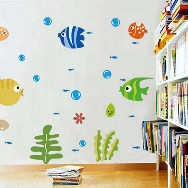 Kindergarten Cartoon Marine Animal Decoration Waterproof Baby Room Bathroom Wall Sticker