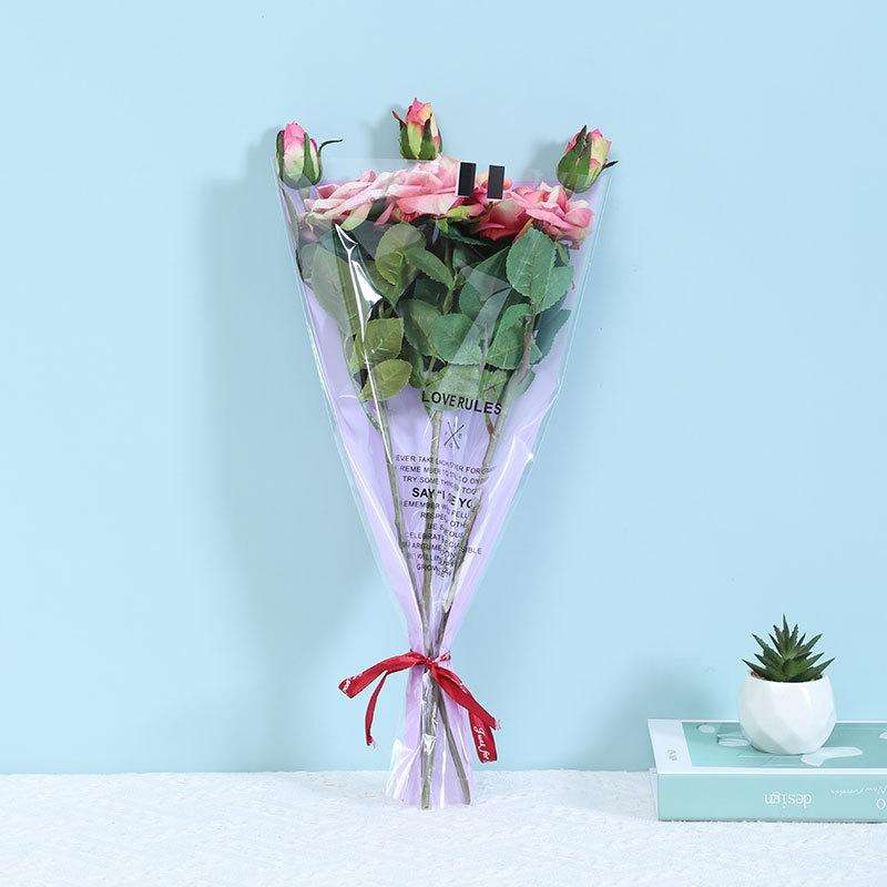Flower Packaging Bag Trapezoid Bag Dried Flower Bag(Pink)