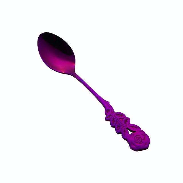 Small Mini Stainless Steel Rose Flower Coffee Spoon Strring Spoon Teaspoon Tea Spoon Dessert Spoo...