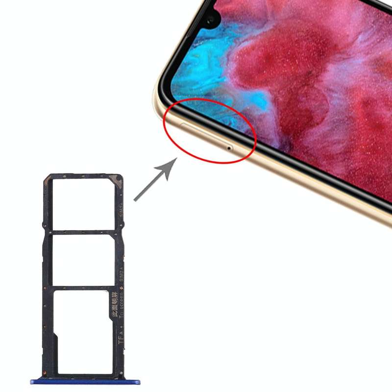 SIM Card Tray + SIM Card Tray + Micro SD Card Tray for Huawei Honor Play 3e (Blue)