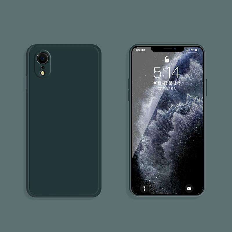 For iPhone XR Solid Color Imitation Liquid Silicone Straight Edge Dropproof Full Coverage Protect...