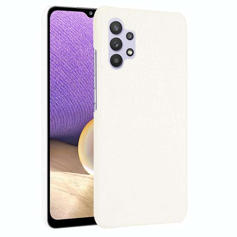 For Samsung Galaxy A32 4G European version Shockproof Crocodile Texture PC + PU Case(White)