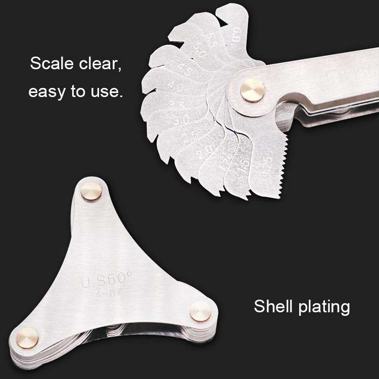 52 PCS Metric 60 Degrees +British 55 Degrees CR Stainless Steel Thread Gauge