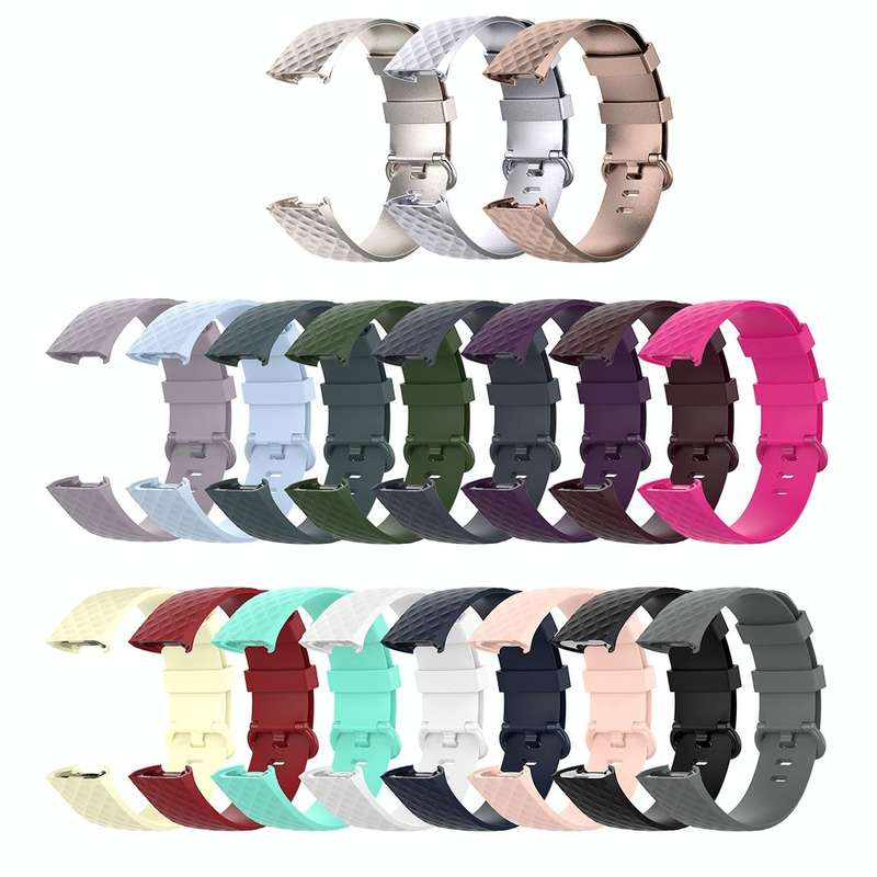 Color Buckle TPU Wrist Strap Watch Band for Fitbit Charge 4 / Charge 3 / Charge 3 SE, Size: L(Gray)