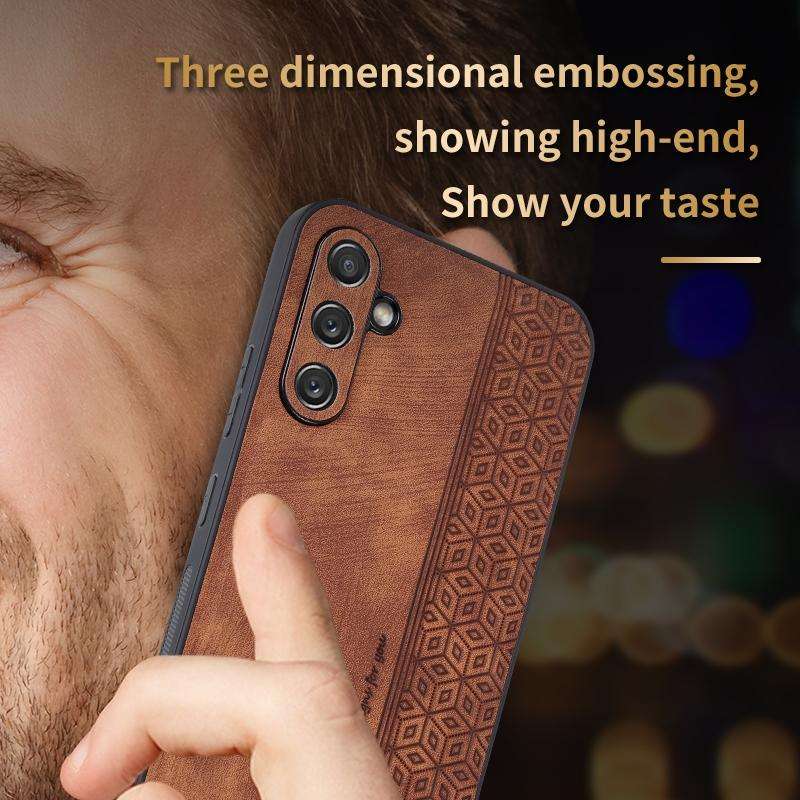 For Samsung Galaxy A54 5G AZNS 3D Embossed Skin Feel Phone Case(Brown)