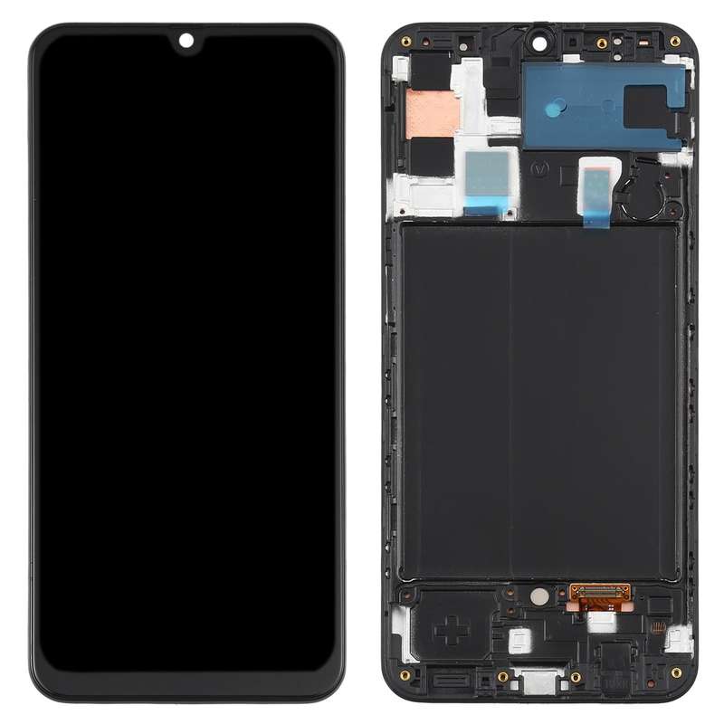 Original Super AMOLED LCD Screen  for Galaxy A50 Digitizer Full Assembly with Frame(Black)