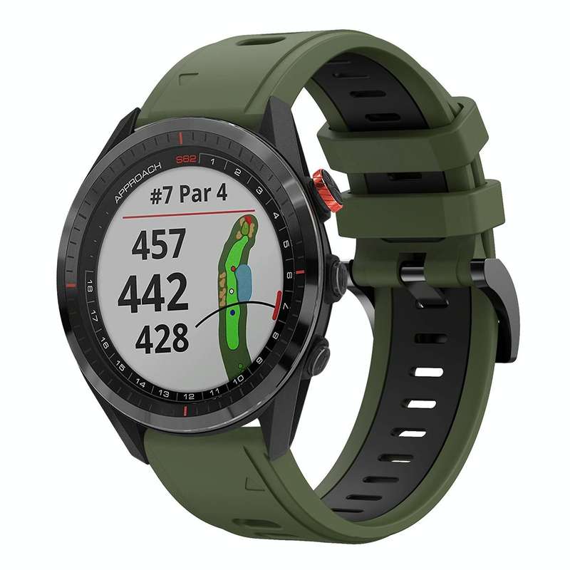 For Garmin Approach S62 22mm Two-Color Sports Silicone Watch Band(Army Green + Black)
