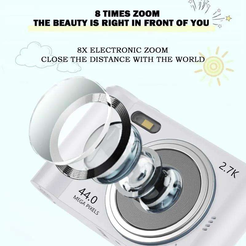2.4-inch TFT Color Screen HD Digital Camera Portable Travel 8X Zoom Smart Camera(Silver Standard)