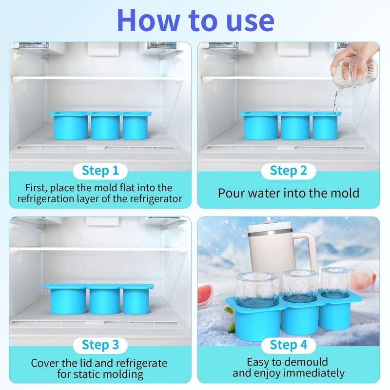 Silicone Ice Molds With Lid For Stanley Tumblers Cups Can Making 3 Hollow Cylinders(Green)
