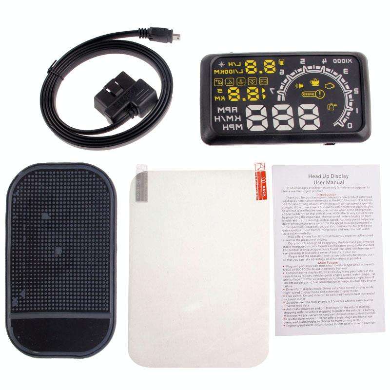 W02 5.5 inch Car OBDII HUD Fuel Consumption Warning System Vehicle-mounted Head Up Display Projec...