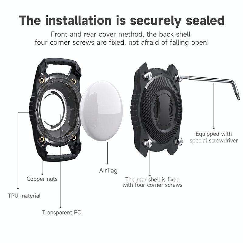 For AirTag Protective Case Three-proof All-inclusive IPX7 Waterproof Locator Cover(Black)
