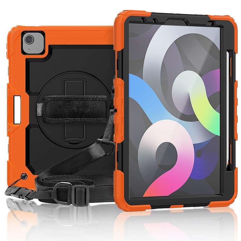 For iPad Air 2022 / 2020 10.9 Shockproof Black Silica Gel + Colorful PC Protective Case(Orange)