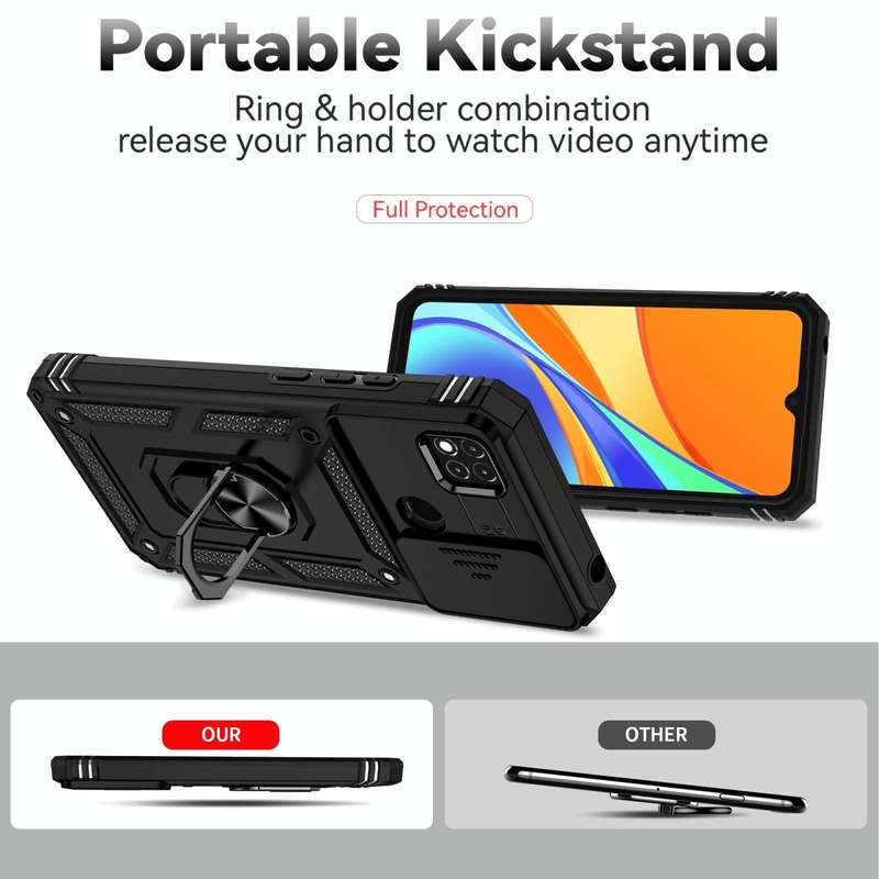 For Xiaomi Redmi 10A Sliding Camshield Holder Phone Case(Black)