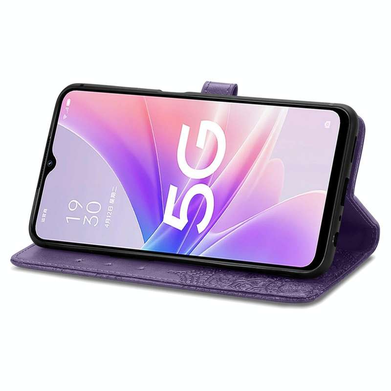 For OPPO A57 5G Mandala Flower Embossed Leather Phone Case(Purple)