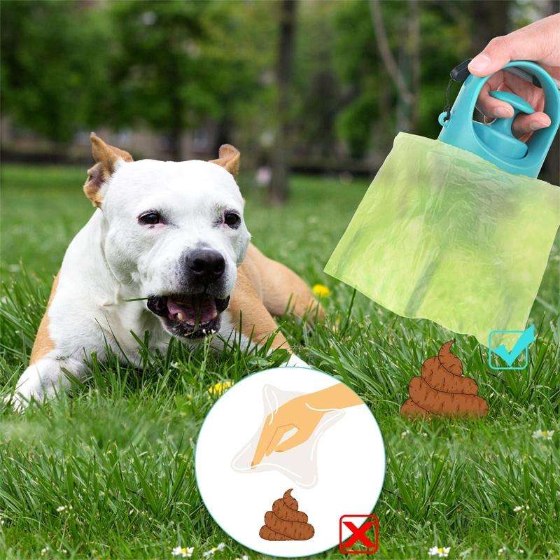 Six-claw Dog Pooper Scooper With Built-in Poop Bag Dispenser(Blue Gray)