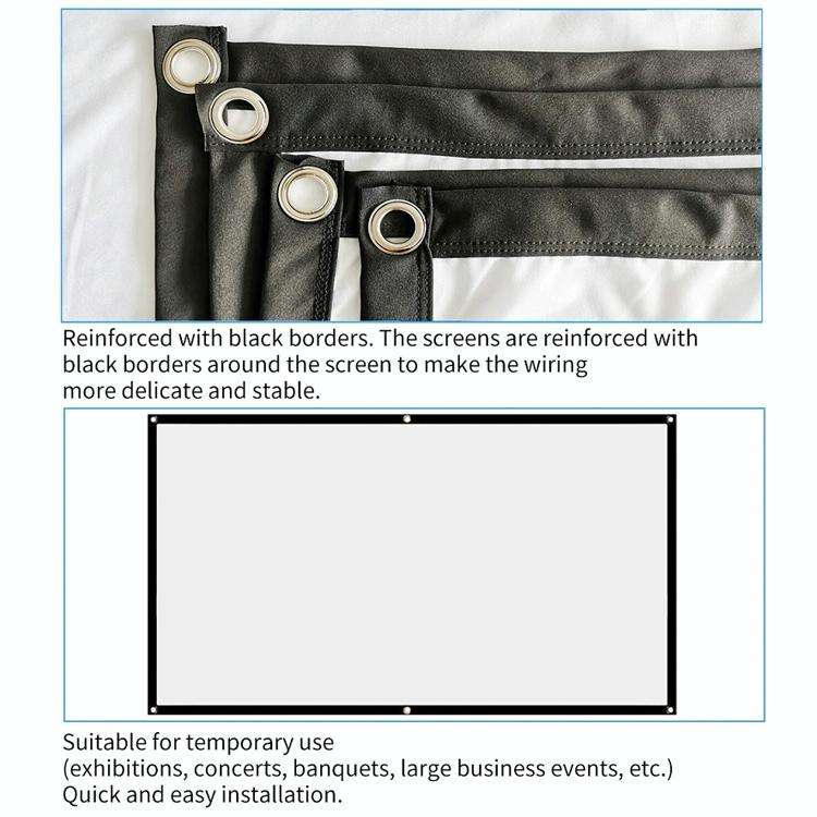 Simple Folding Thin Polyester Projector Film Curtain, Size:84 inch (4:3) Projection Area: 172x125cm