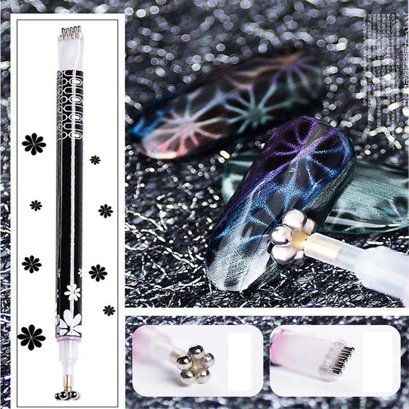 3 PCS Cat Eye Gel Magnet Pen Double Head Magnetic Pen Plum Branding Flower Magnetic Pen Nail Cat ...
