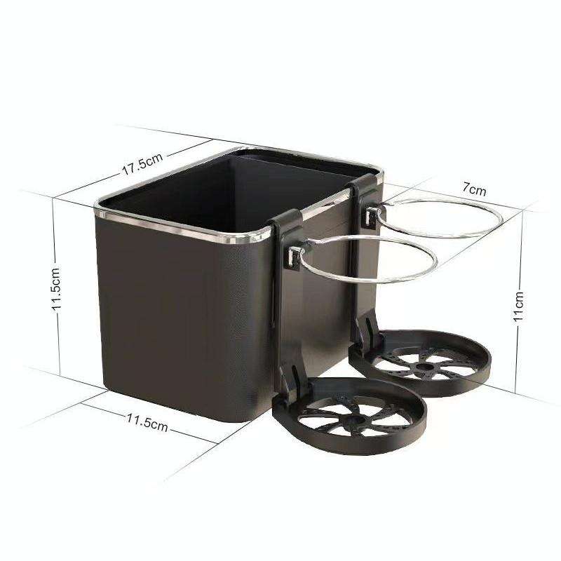 Car Paper Box Hanging Armrest Box Storage Box Cup Holder(Black Double Cup)