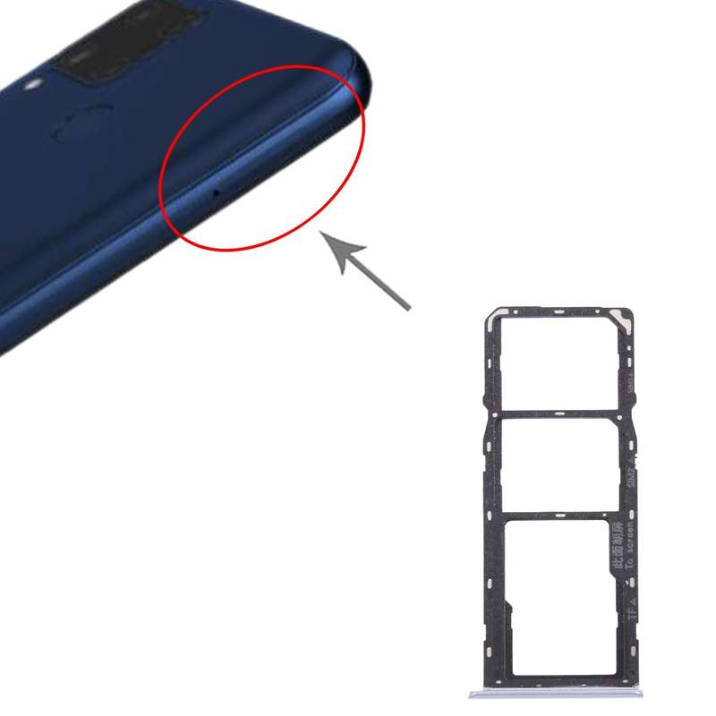 For OPPO Realme C15 RMX2180  SIM Card Tray + SIM Card Tray + Micro SD Card Tray (Silver)