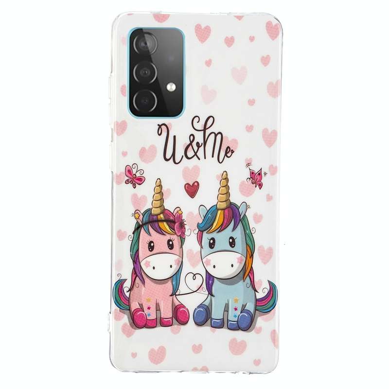 For Samsung Galaxy A52 5G / 4G Luminous TPU Mobile Phone Protective Case(Couple Unicorn)