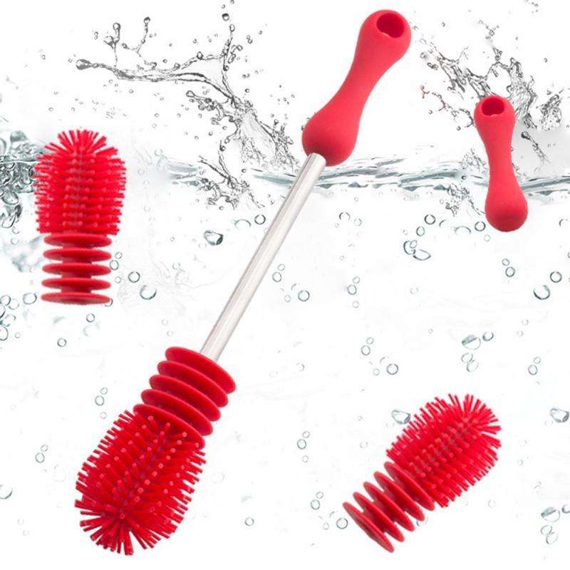 Washing Cleaning Rotary Handle Long Handle Scrubbing Feeding-bottle Brush(Green)