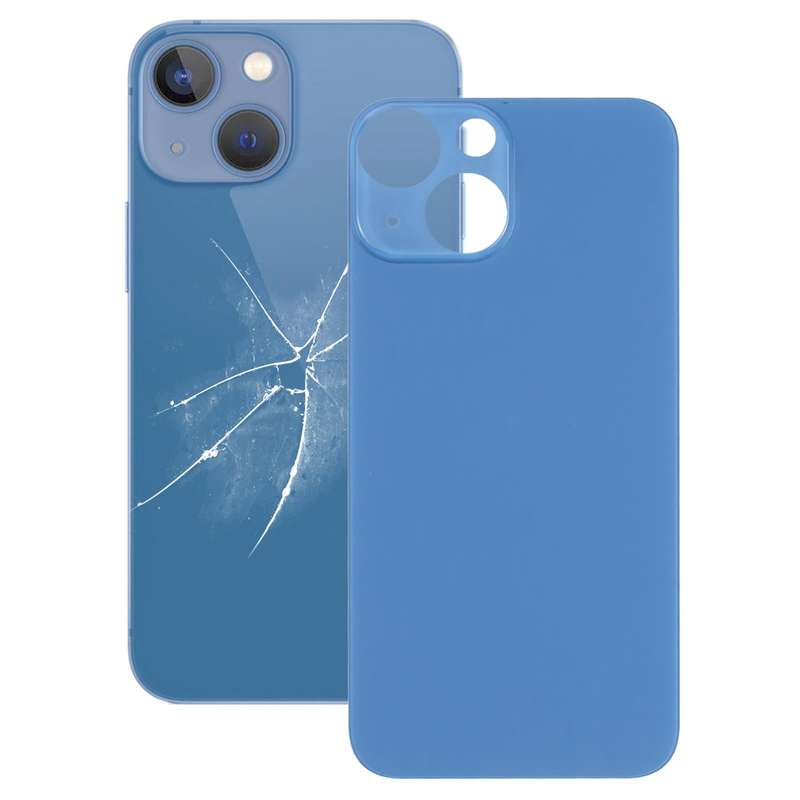 Easy Replacement Big Camera Hole Glass Back Battery Cover for iPhone 13 mini(Blue)