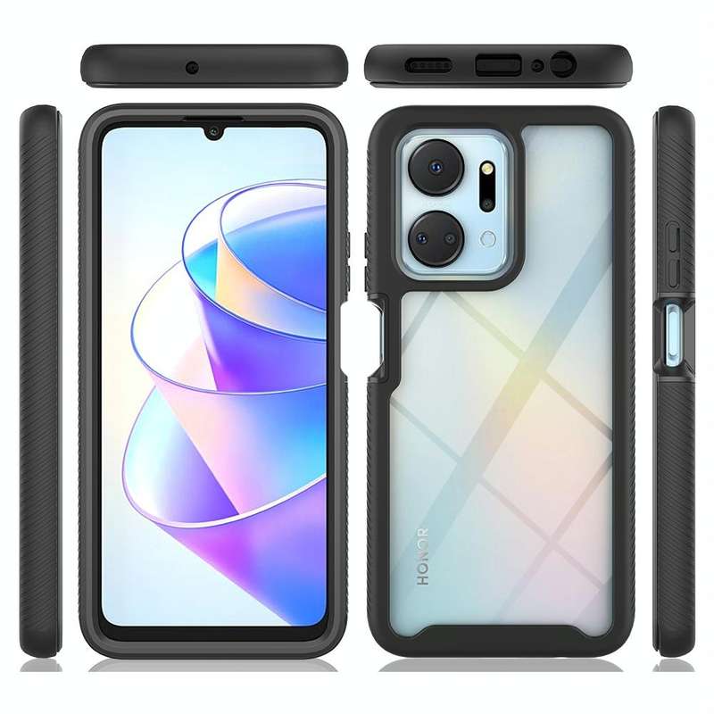 For Honor X7a Starry Sky Full Body Hybrid Shockproof Phone Case with PET Film(Red)