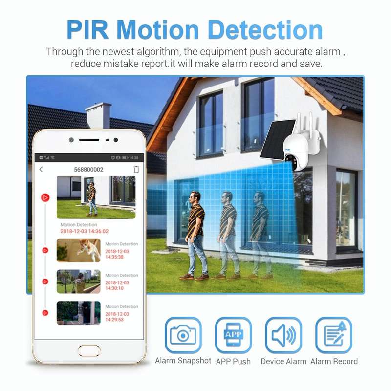 ESCAM QF255 2.0 Million Pixels 1080P HD WiFi Solar Camera, Support Two-way Voice & PIR Motion Det...