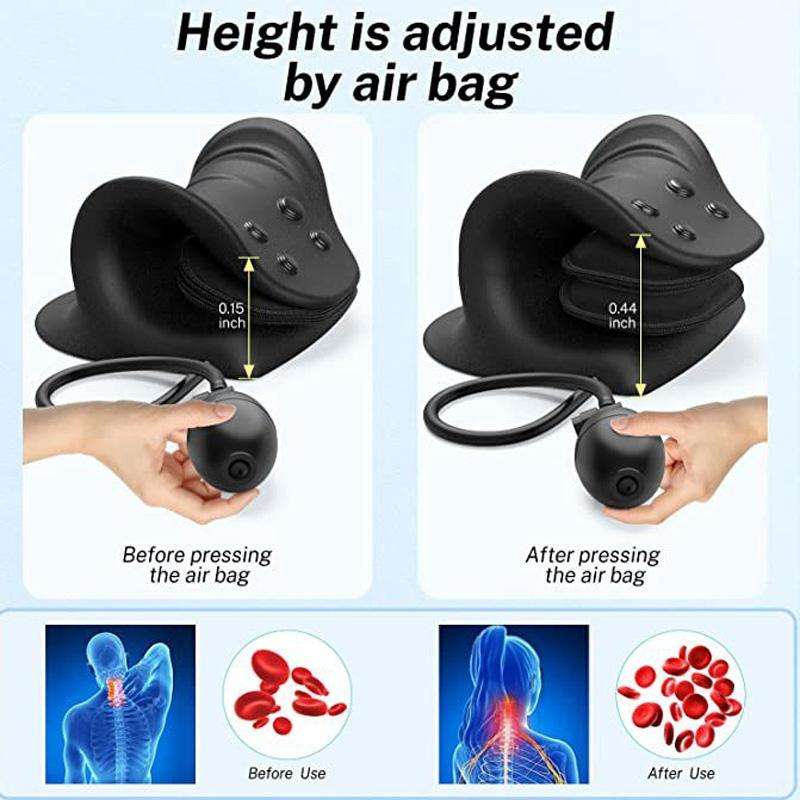 Neck Massage Pillow Shoulder Relaxer Cervical Traction Device with Airbag(Black)