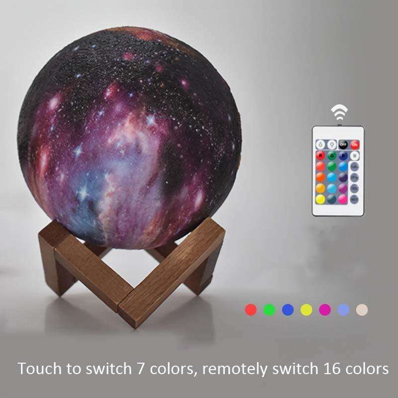 1W 3D Moon Lamp Children Gift Table Lamp Painted Starry Sky LED Night Light, Light color: 8cm Rem...