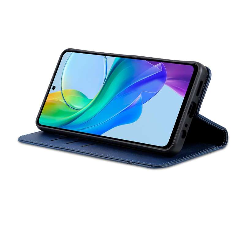 For vivo Y36 Global AZNS Magnetic Calf Texture Leather Phone Case(Dark Blu)