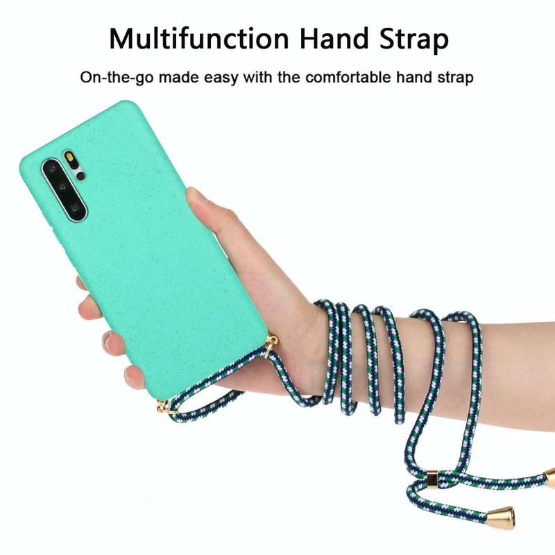 For Huawei P30 Pro Wheat Straw Material + TPU Protective Case with Lanyard(Green)