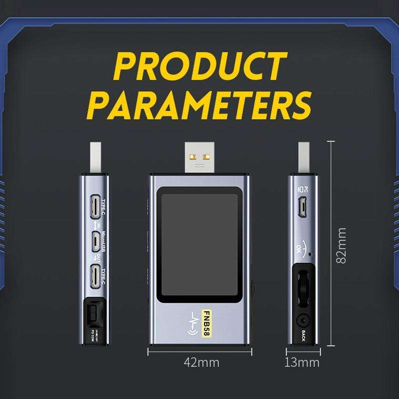 FNIRSI FNB58 USB Voltage Ammeter TYPE-C Fast Charge Power Tester, Specification: Bluetooth
