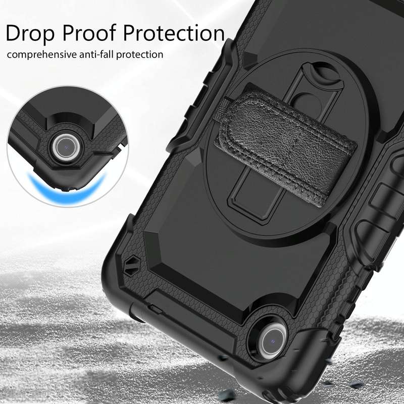 For Lenovo Tab M8 4th Gen Silicone Hybrid PC Tablet Case with Shoulder Strap(Black)