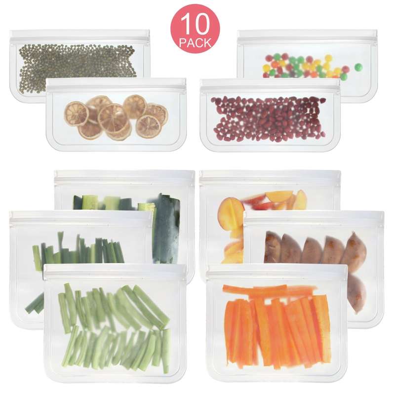 10 in 1 Translucent Frosted PEVA Food Preservation Bag Refrigerator Food Storage Bag Self-Sealing...