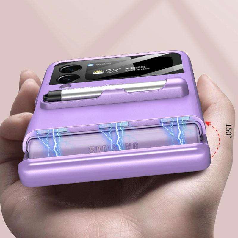 For Samsung Galaxy Z Flip3 5G GKK Magnetic Full Coverage Phone Flip Case with Pen(Black)