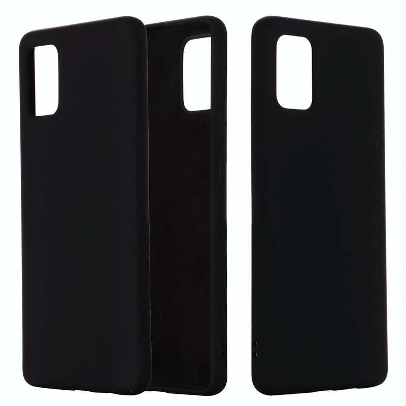 For Galaxy A71 Solid Color Liquid Silicone Shockproof Full Coverage Protective Case(Black)