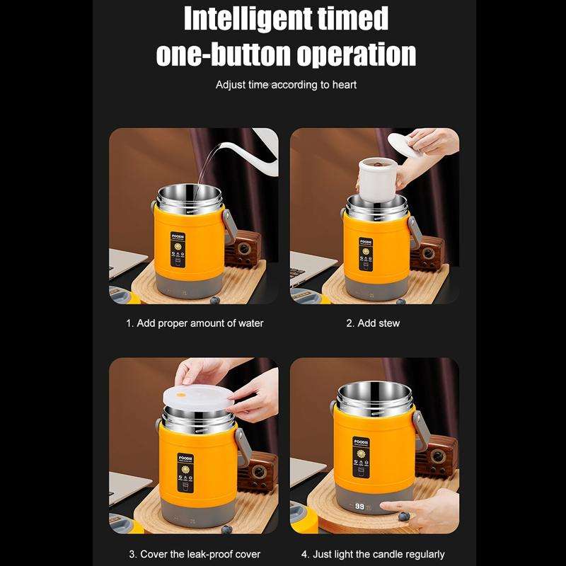 2.0L 304 Food Grade Insulated Lunch Box Electric Thermostat Lunch Bucket, CN Plug, Color: Tempera...