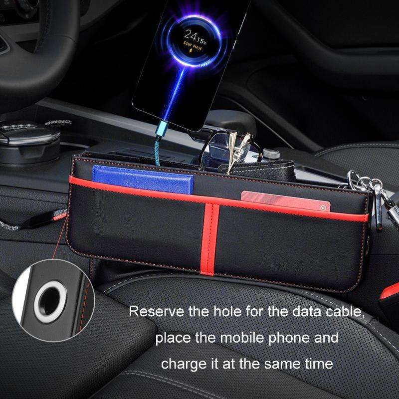 Leather Car Seat Gap Multifunctional Storage Box(Black)