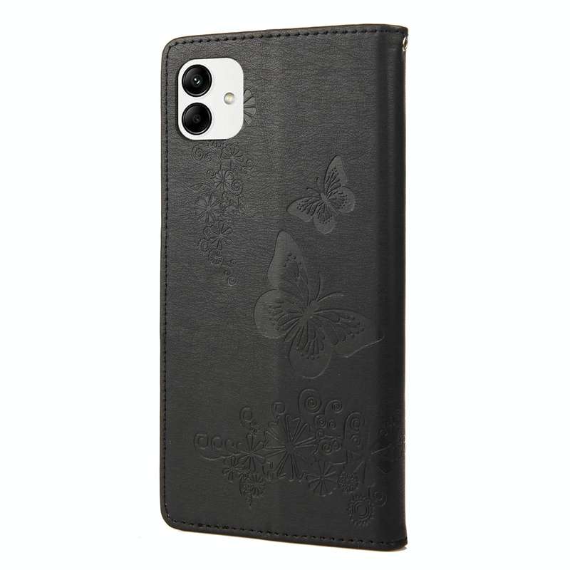For Samsung Galaxy A04 Butterfly Embossed Horizontal Flip Leather Phone Case(Black)