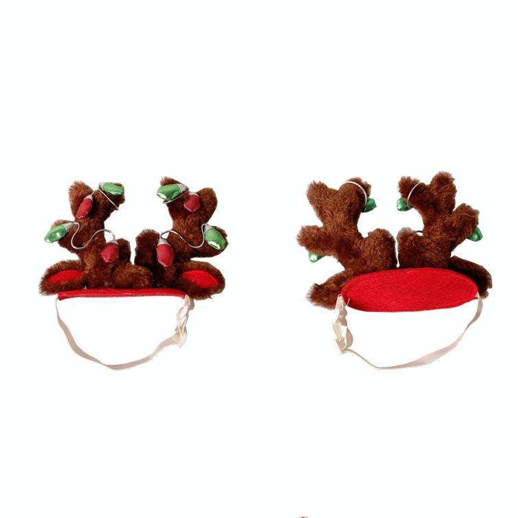 Pet Supplies Puppy Christmas Hat Holiday Jewelry Sequined Antlers, Size: M