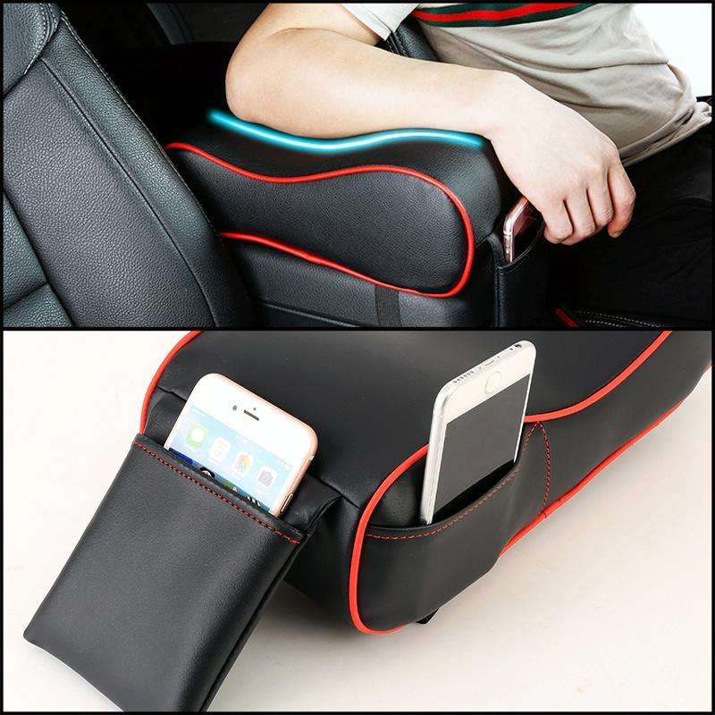 Universal Car PU Leather and Memory Foam Wrapped Armrest Box Car Armrest Box Mat with Phone Holde...
