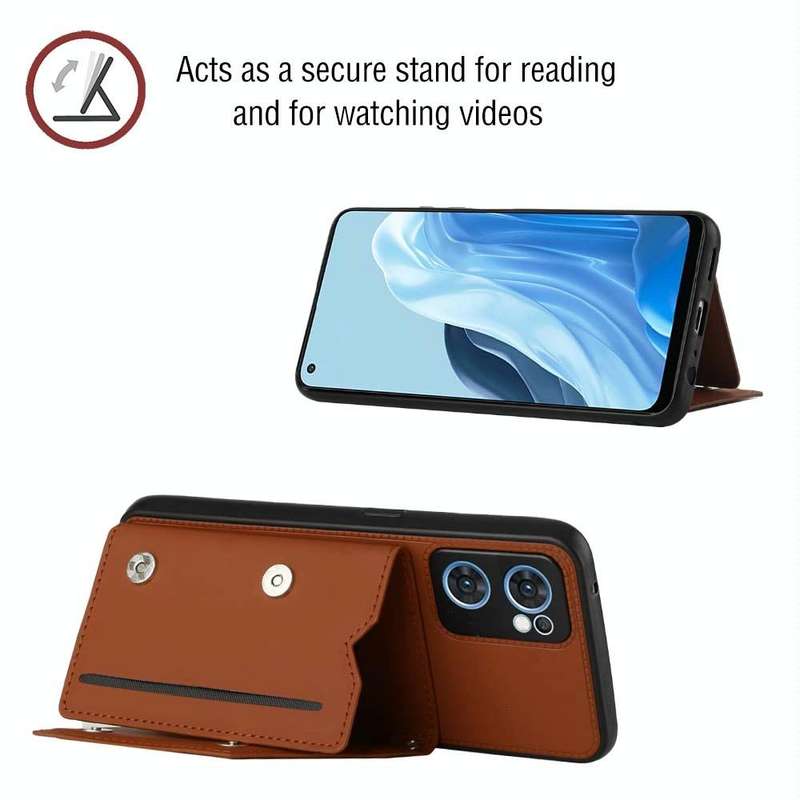 For OPPO Reno7 5G Skin Feel PU + TPU + PC Phone Case(Brown)