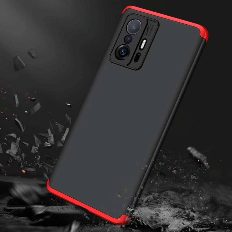 For Xiaomi Mi 11T GKK Three Stage Splicing Full Coverage PC Phone Case(Black Red)