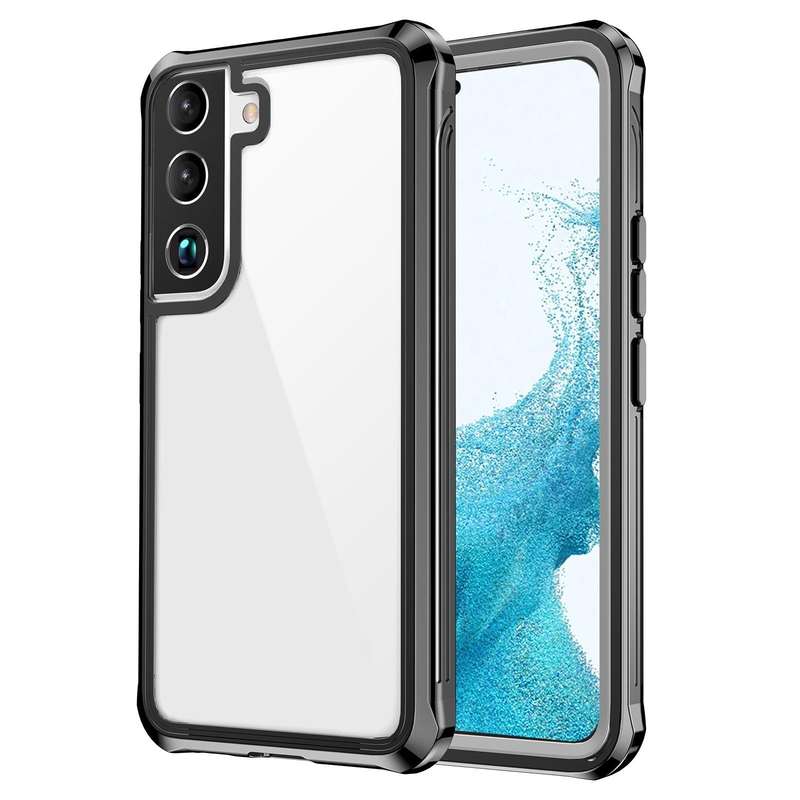 For Samsung Galaxy S22 5G RedPepper Transparent Dot Shockproof Waterproof PC + TPU Phone Case(Black)